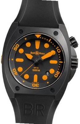 Bell & Ross BR 02 ORANGE Black Steel Case Black & Orange Dial Date