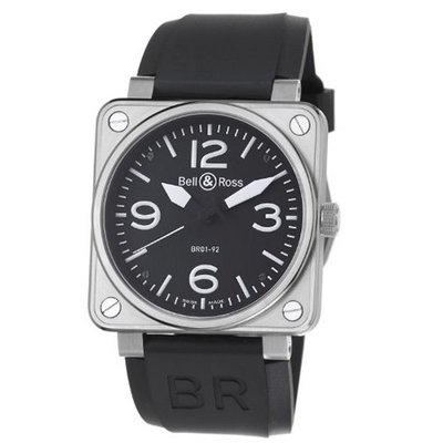 Bell & Ross BR01-92STEEL Aviation Black Rubber Strap