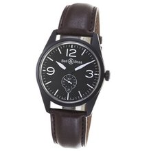 Bell & Ross BR123-ORIGINAL CARBON Vintage Black Dial and Brown Strap