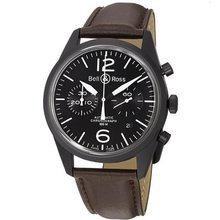 Bell & Ross BR126-ORIGINAL CARBON Vintage Black Dial and Brown Strap