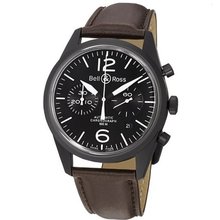 Bell & Ross BR126-ORIGINAL CARBON Vintage Black Dial and Brown Strap