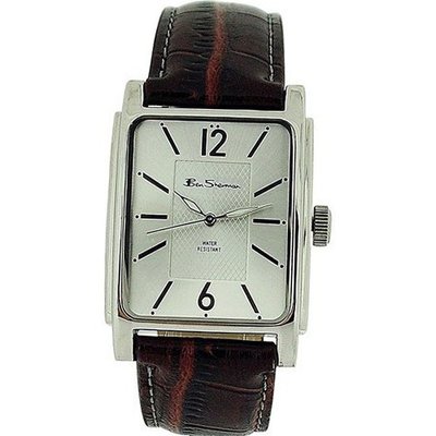 Ben Sherman Gents Textured Silver Dial Burgundy Croc Effect Strap BS037