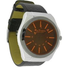 Ben Sherman R921 Black Faux Leather Strap Orange Tint Dial