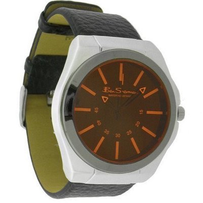 Ben Sherman R921 Black Faux Leather Strap Orange Tint Dial