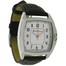 Ben Sherman R925 Black Faux Leather Strap Silver Dial Red Second Hand
