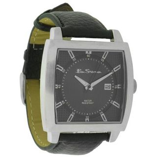 Ben Sherman R932 Black Faux Leather Strap With Date And Square Black Dial