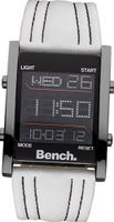 Bench men's quartz with LCD Dial digital Display and white PU Strap BC0388WH