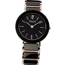 Bering Time 11435-746 Ladies Black and Rose Gold Ceramic