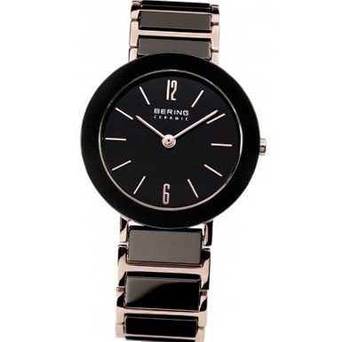 Bering Time 11435-746 Ladies Black and Rose Gold Ceramic