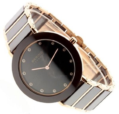 Bering Time 11435-765 Ladies Brown and Rose Gold Ceramic