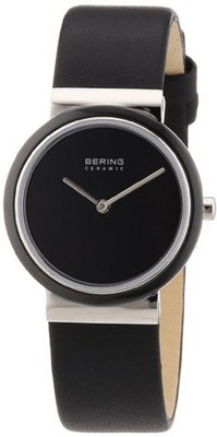 Bering Time 10729-442 Ladies Ceramic Black Calfskin