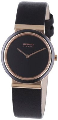 Bering Time 10729-446 Ladies Ceramic Black Calfskin