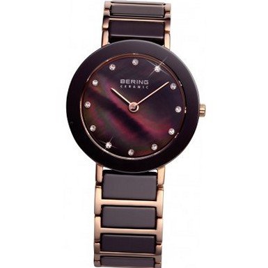 Bering Time 11429-765 Ladies Brown and Rose Gold Ceramic