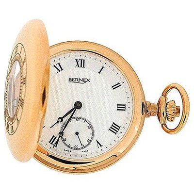 Bernex Mechanical Rose Gold Plate Demi Hunter Gents Pocket BN22105