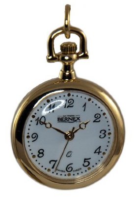 Bernex Pendant Arabic Dial with Red Enamel and Gold Flowers in Gold Plated Chain GB31033