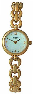 Bernex Swiss Made Ladies round Gold Plate Bracelet Quartz Wrist MOP dial