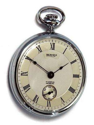 Bernex Swiss Made Mechanical Rhodium Plate Open Face Pocket