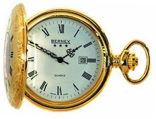 Bernex Swiss Made Quartz Gold Plate Half Hunter Pocket , Patterned case