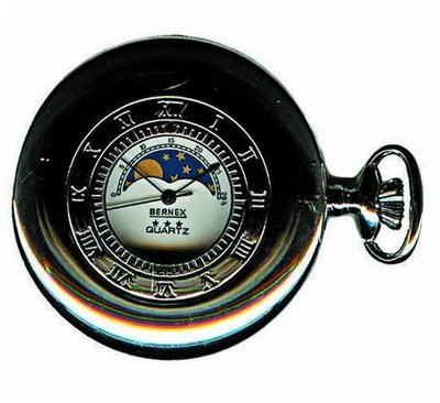 Bernex Swiss Made Quartz Rhodium Plate Half Hunter Moonphase Pocket
