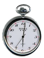 Bernex Swiss Made Quartz Rhodium Plate Open Face Pocket (White Arabic dial)