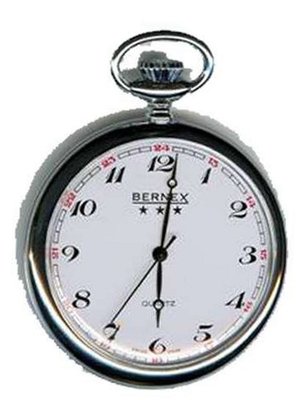 Bernex Swiss Made Quartz Rhodium Plate Open Face Pocket (White Arabic dial)