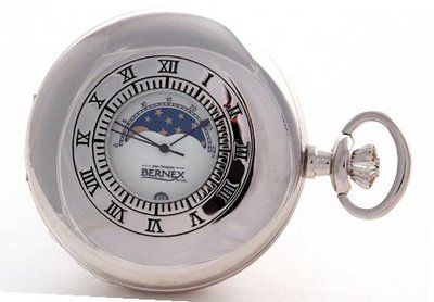 Bernex Swiss Made Rhodium Demi Hunter Moon Phase Pocket