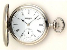 Bernex Swiss Made Rhodium Plated Pocket with 17 Jewel Mechanical Movement