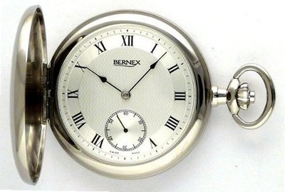 Bernex Swiss Made Rhodium Plated Pocket with 17 Jewel Mechanical Movement