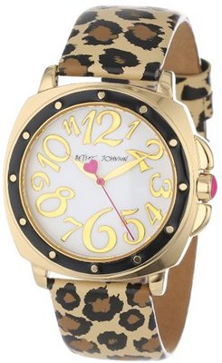 Betsey Johnson BJ00044-09 Analog Leopard Printed Leather Strap