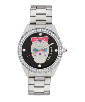 Betsey Johnson BJ00048-34 Ladies Black Silver Skull Design