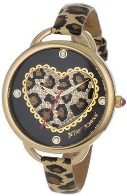 Betsey Johnson BJ00067-14 Analog Leopard Pattern Heart Dial