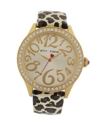 Betsey Johnson BJ00131-10 Analog Metallic Leopard Printed Strap