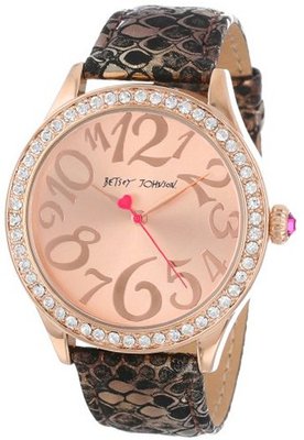 Betsey Johnson BJ00131-22 Analog Metallic Snake Pattern Leather Strap