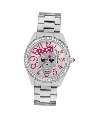 Betsey Johnson BJ00190-39 Ladies Silver Sparkly Skull Design