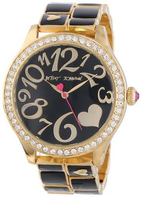 Betsey Johnson BJ00198-02 Analog Gold and Black Bracelet