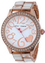 Betsey Johnson BJ00198-03 Analog Rose Gold and White Strap