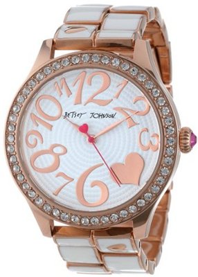 Betsey Johnson BJ00198-03 Analog Rose Gold and White Strap