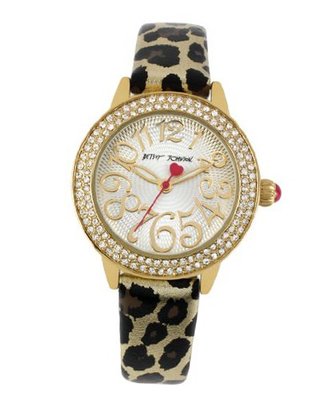Betsey Johnson BJ00251-01 Analog Metallic Leopard Printed Strap