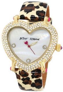 Betsey Johnson BJ00253-03 Heart-Shaped Dial and Leopard Strap