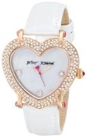 Betsey Johnson BJ00253-04 Heart-Shaped Dial and White Strap