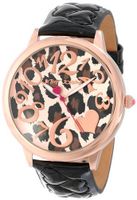 Betsey Johnson BJ00280-08 Leopard Dial and Black Quilted Heart Strap