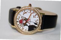 Betsey Johnson Leather Strap with French Bulldog in Santa Hat Ladies