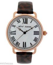 Betsey Johnson Rose Gold Case Leather Bracelet BJ00032-11