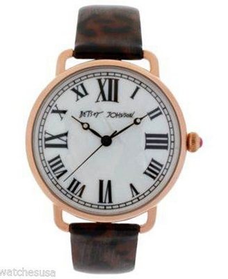 Betsey Johnson Rose Gold Case Leather Bracelet BJ00032-11