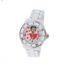 Betty Boop Analog White Metal Band #BB-W450B-WHT