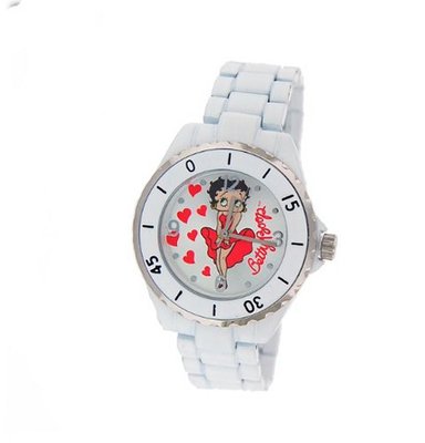 Betty Boop Analog White Metal Band #BB-W450B-WHT