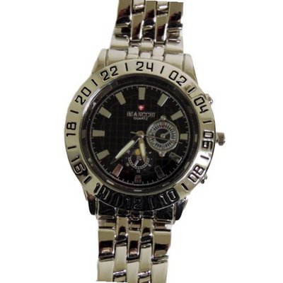 Biancchi Designer Dress Silver Bracelet with Black Face & Silver Accents