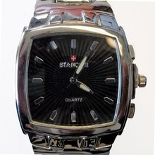 Biancchi Designer Dress Silver Bracelet with Black Face & Silver Accents