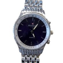 Biancchi Designer Dress Silver Bracelet with Blue Face & Silver Accents