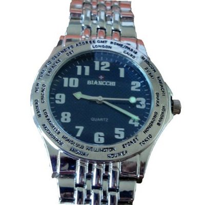 Biancchi Designer Dress , Silver Bracelet with Blue Face & Silver Accents